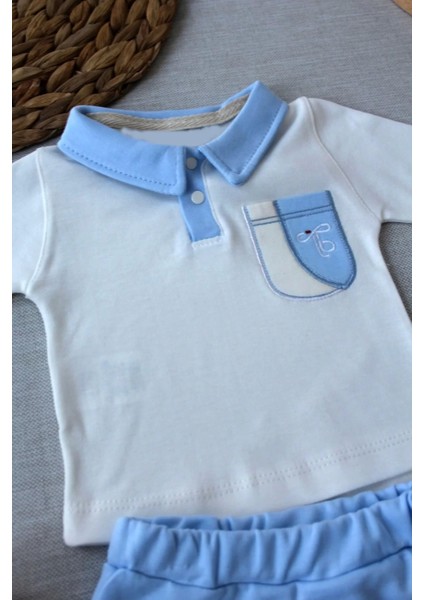 3-6 6-9 9-12 Ay Efendi Nakışlı Cep Şapkalı Uzun Kollu Sweat 3lü Erkek Bebek Takımı Mavi fiyatları