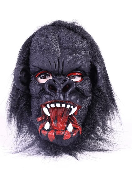 Lateks Goril Maskesi Maymun Maskesi Et Maskesi Orangutan Siyah Saçlı 2 No - ISL3111-8044