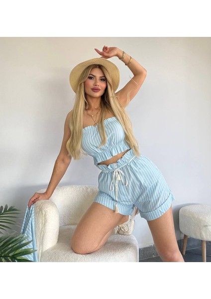 Kadın Yeni Sezon Jessica Kumaş Straplez Lastikli Şort Yüksek Bel Lastikli 3 Lü Takım fiyatları