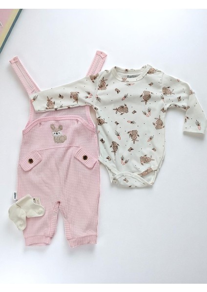 Tavşan Nakışlı Bebek Tulum Çorap Hediyeli %100 Pamuktan fiyatları