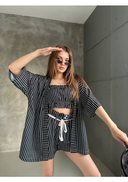 Kadın Yeni Sezon Jessica Kumaş Straplez Lastikli Şort Yüksek Bel Lastikli 3 Lü Takım fiyatları