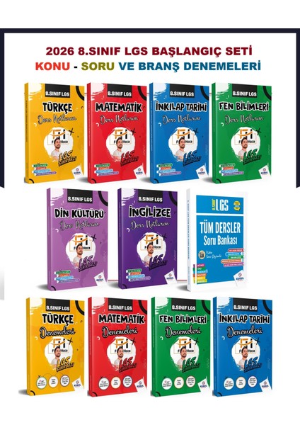 2026 8.sınıf Lgs Başlangıç Seti Konu Soru ve Branş Denemeleri (11 Kitap)