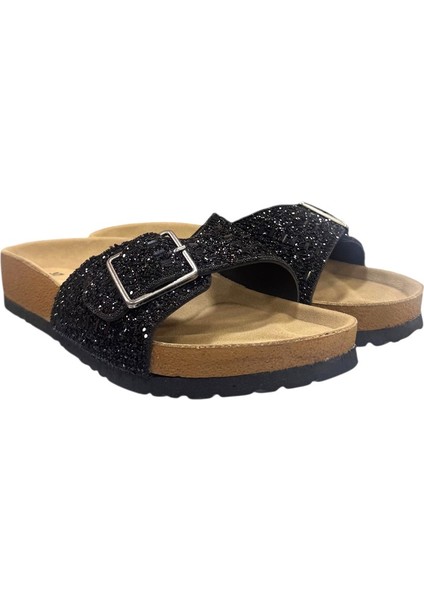 Anatomik Taban Tokalı Taş Işlemeli Bayan Terlik