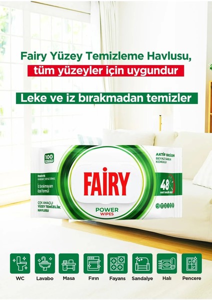 Çok Amaçlı Yüzey Temizlik Havlusu 100 Yaprak x 4 Adet (Lavanta, Power Wipes, Limon, Lilyum Çiçeği) Tek Ebat