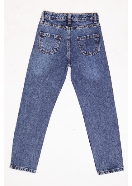 Unisex Boyfriend Jean Rahat Kesim Pantolon Beli Ayarlanabilir Lastikli Düğmeli LX308Y fiyatları