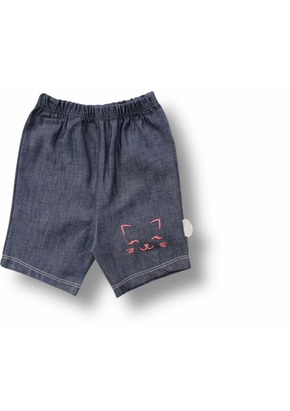 6-9 9-12 12-18 Ay Vip Kedi Baskılı Bandanalı Kısa Kollu Sweat 3lü Kız Bebek Takımı Pudra modelleri