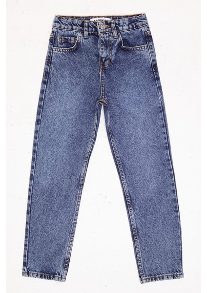 Unisex Boyfriend Jean Rahat Kesim Pantolon Beli Ayarlanabilir Lastikli Düğmeli LX308Y