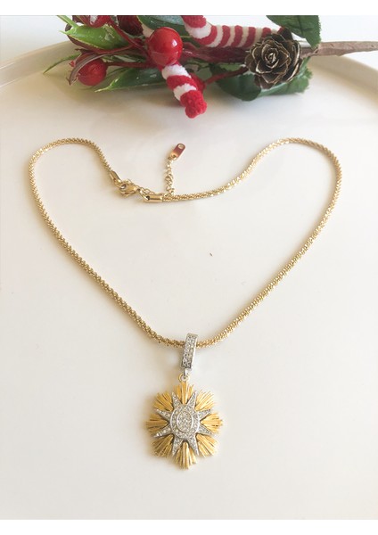 Zirkon Taşlı Yıldız Charmlı Paslanmaz Burgulu Gold Kadın Kolye fiyatları