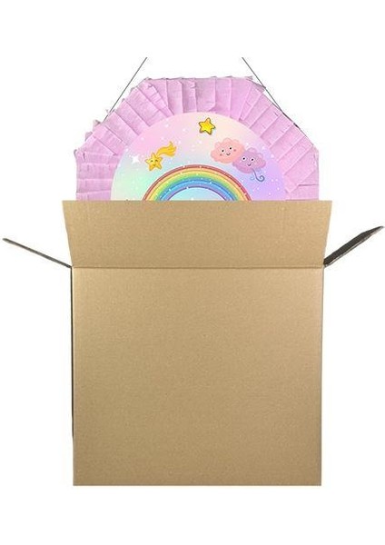 Gökkuşağı Pinyata 42cm + Sopası Doğum Günü Eğlencesi Pinyata patlatma parti zamanı