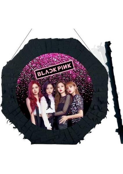 Black Pink Siyah Pinyata 42cm + Sopası Doğum Günü Eğlencesi Pinyata Patlatma Partisi
