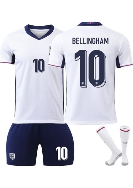 Bellingham Ingiltere Milli Takım Iç Saha Beyaz Çocuk Forma T-Shrt Şort Takımı Çorap+Bileklik Yanında fiyatları