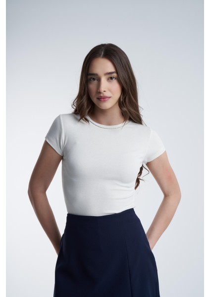 Taş Detaylı Kısa Kol Ribana Bluz fiyatları