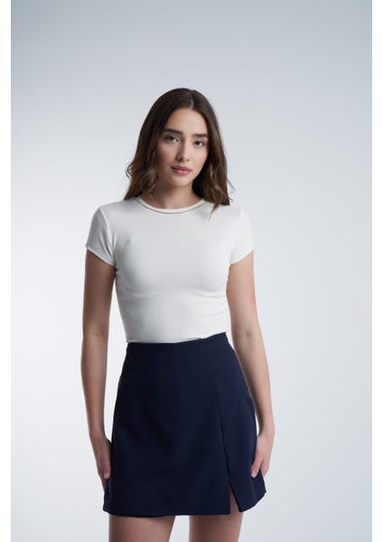 Taş Detaylı Kısa Kol Ribana Bluz modelleri