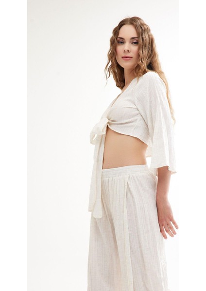 Ekru Keten Plaj Bluz fırsatları
