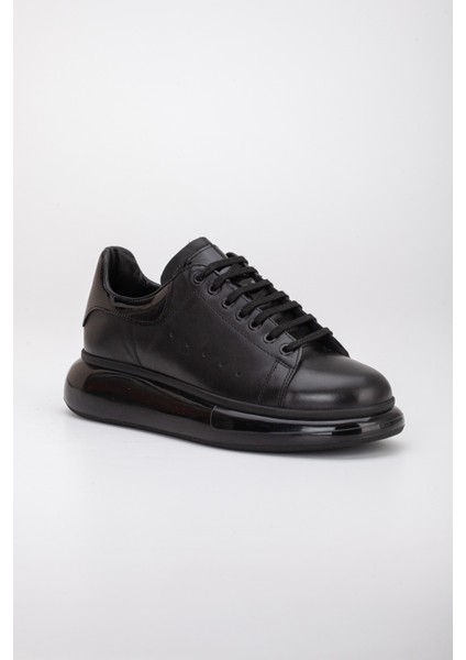 Erkek Içi Dışı Hakiki Deri Siyah Rugan Sneaker