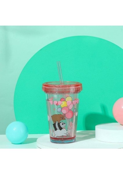 We Bare Bears Lisanslı Pipetli Sulu Plastik Şişe 320ML
