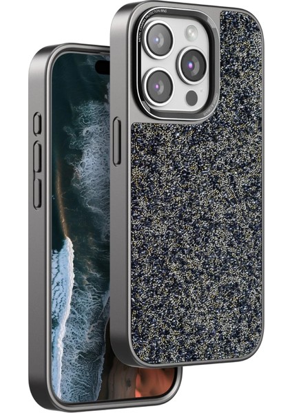 iPhone 14 Pro ile Uyumlu Şık Taşlı Desen Telefon Kılıfı Kombin Tamamlayan Arka Kapak