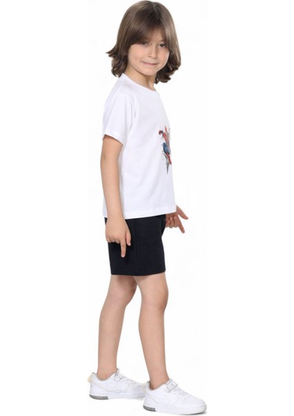 Erkek Çocuk Yazlık Şort Baskılı Tshirt Alt Üst Pamuklu Penye 2'li Takım fırsatları