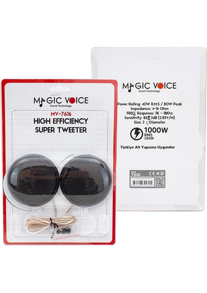 Magıcvoıce MV-7616 80W 40RMS Slim Kasa Oto Tweeter modelleri