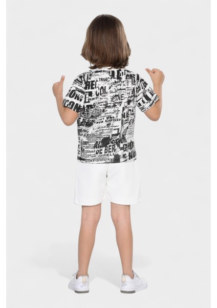 Erkek Çocuk Yazlık Şort Baskılı Tshirt Alt Üst Pamuklu Penye 2'li Takım fiyatları