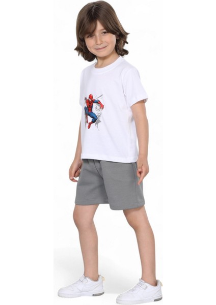 Erkek Çocuk Yazlık Şort Baskılı Tshirt Alt Üst Pamuklu Penye 2'li Takım modelleri