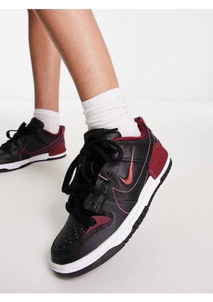 Wmns Dunk Low Disrupt 2 Black Red White Women Sneaker modelleri