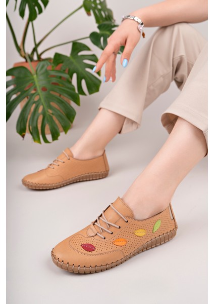 Kadın Hakiki Deri Bej Comfort Ayakkabı