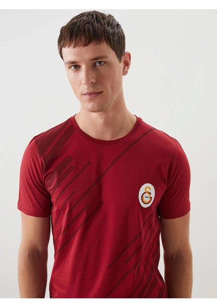 Kırmızı Bisiklet Yaka Gs Taraftar Baskılı %100 Pamuk Erkek Şortlu Pijama Takımı