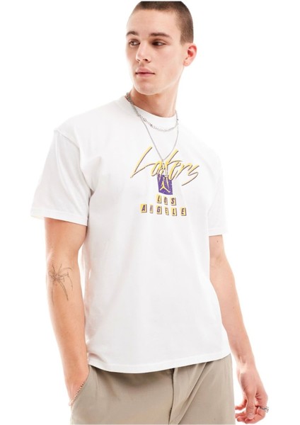 Los Angeles Lakers Courtside Statement Edition Erkek Jordan Nba MAX90 Tişörtü