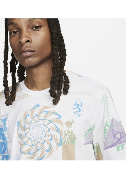 Festival Aop Erkek Beyaz T-Shirt Pamuklu FB9780-100 modelleri