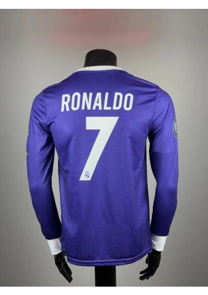 Cristiano Ronaldo Real Madrid Mor 2017 Cardif Şampiyonlar Ligi Uzun Kol Yetişkin Forma T-Shrt modelleri