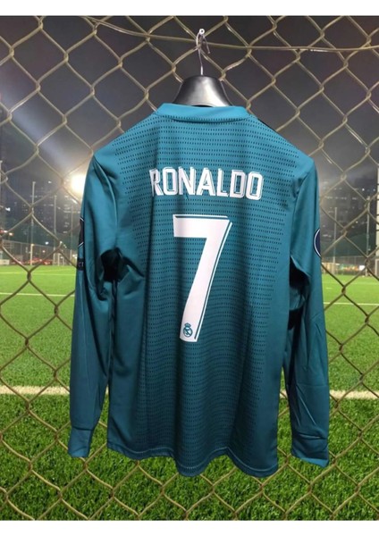 Cristiano Ronaldo Real Madrid Turkuaz 2018 Şampiyonlar Ligi Uzun Kol Yetişkin Forma T-Shrt modelleri
