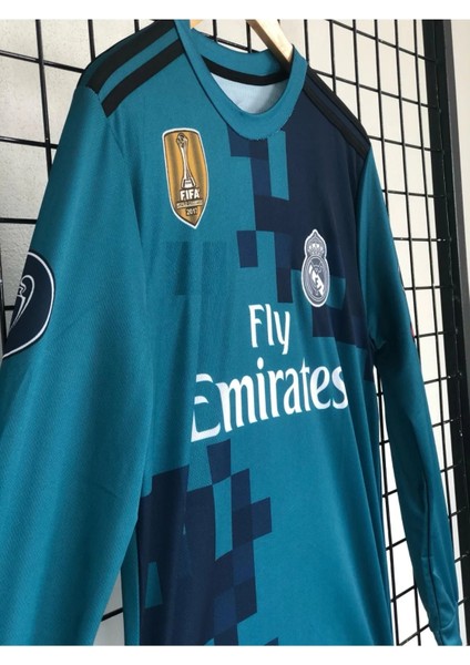 Cristiano Ronaldo Real Madrid Turkuaz 2018 Şampiyonlar Ligi Uzun Kol Yetişkin Forma T-Shrt indirimleri