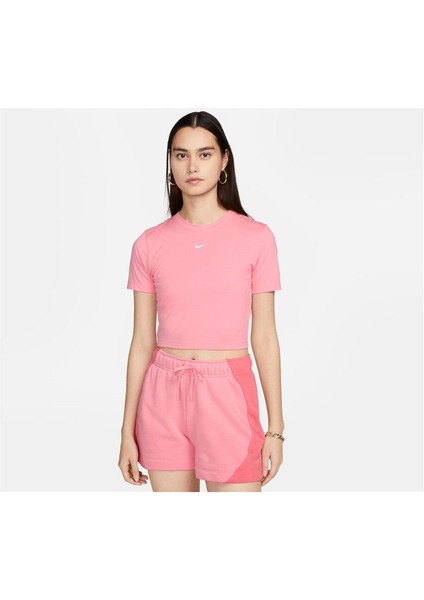 Sportswear Essential Dar Kesimli Kısa Kadın Tişört FB2873-611