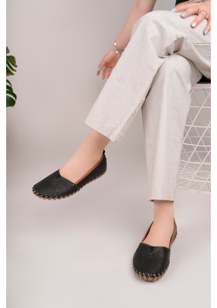 Kadın Hakiki Deri Siyah Yumuşak Taban Günlük Rahat Ayakkabı modelleri