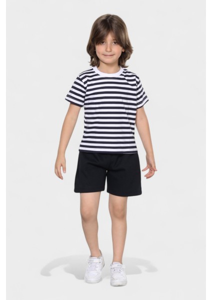 Erkek Çocuk Yazlık Şort Baskılı Tshirt Alt Üst Pamuklu Penye 2'li Takım modelleri