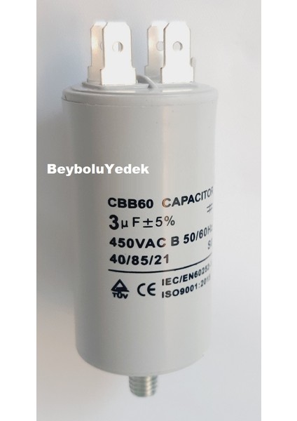 3 Mf Kondansatör , 3 Mf 450 Vac 50 Hz Motor Kapasitör