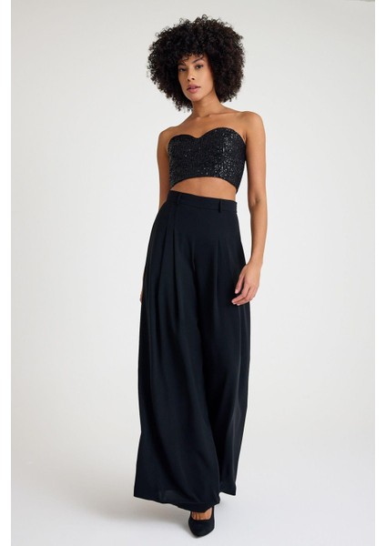 Siyah Payet Crop