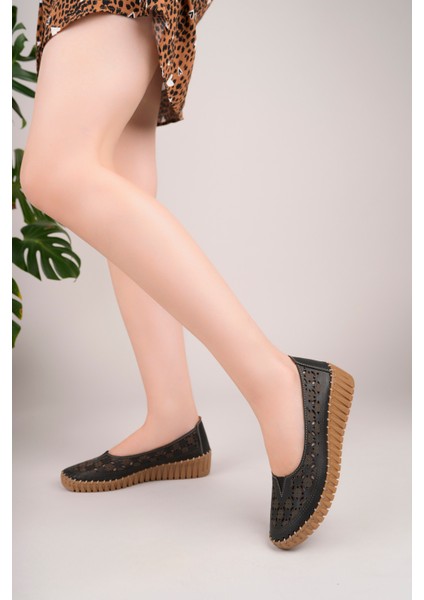 Kadın Hakiki Deri Siyah Lazer Günlük Comfort Ayakkabı modelleri