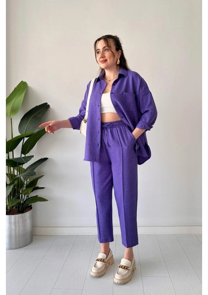 Gömlek Yaka Keten Ikili Takım Alt Üst modelleri