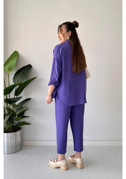 Gömlek Yaka Keten Ikili Takım Alt Üst fırsatları