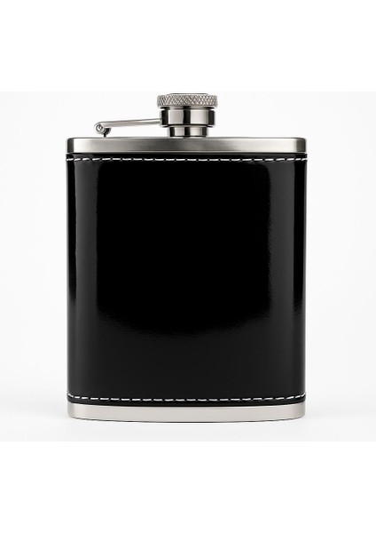 8 Oz 235 cc Hunili Siyah Rugan Hakiki Deri Kılıflı Çelik Viski Içki Matarası fiyatları