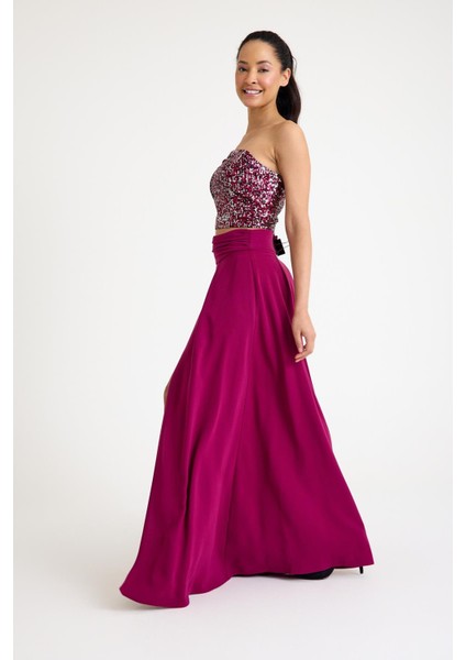 Mürdüm Yırtmaç Detaylı Etek fırsatları