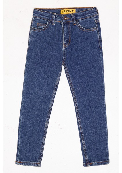 Erkek Çocuk Rahat Paça Slim Fit Jean Likralı Pantolon Beli Ayarlanabilir Lastikli Düğmeli LX314P