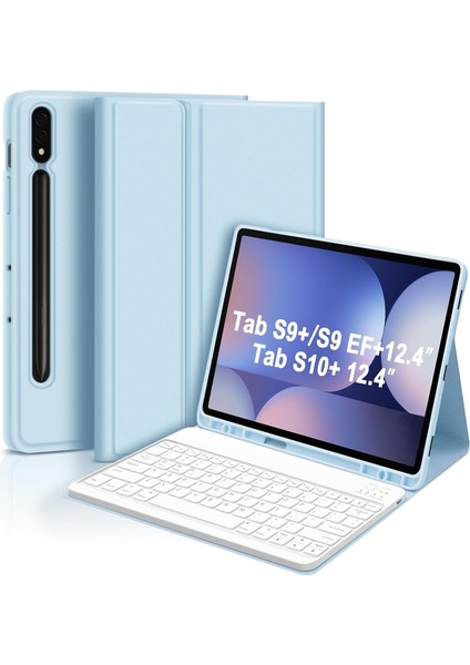 Samsung Galaxy Tab S7 Fe Lte T730 T735 T737 Klavyeli Kılıf Bluetooth Bağlantı Kalem Bölmeli Koruyucu