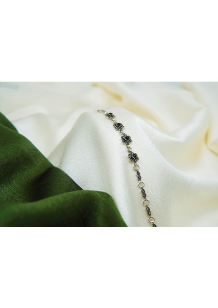 Kadın 925 Ayar Gümüş Oltutaşı Unutmabeni Bileklik