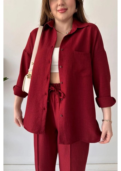 Gömlek Yaka Keten Ikili Takım Alt Üst fırsatları