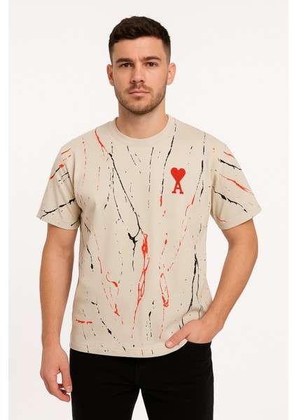 i T-Shirt Baskılı Bej