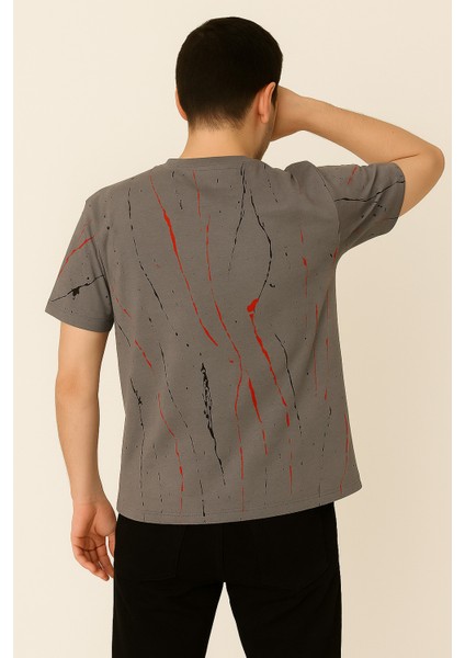 i T-Shirt Baskılı Gri
