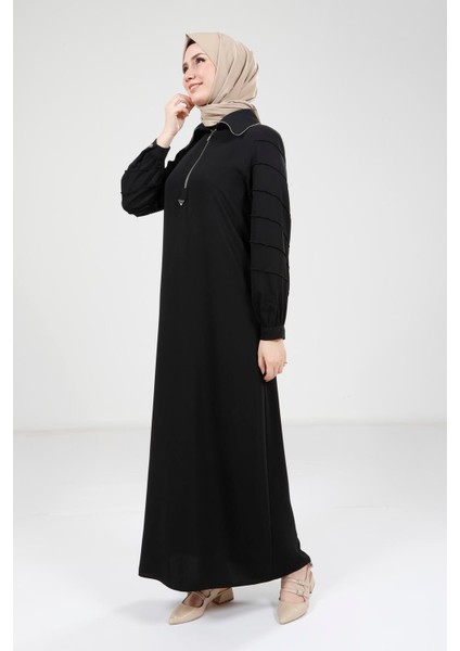Fermuarlı Siyah Elbise 9379 fırsatları